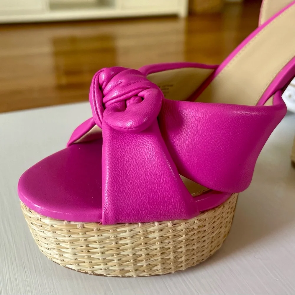 MICHAEL KORS Sadie Platform Leather Bow High Heeled Sandals Magenta Pink 8.5 - Picture 10 of 15